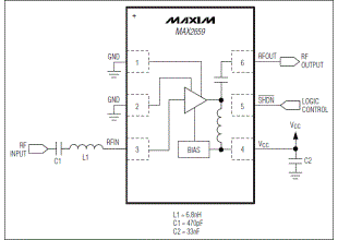 max2659 gpsgnss low noise amplifier