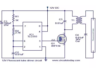 12 V Florescent lamp driver circuit