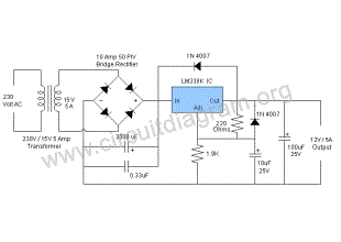 12v 5a power supply using lm338