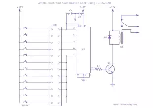 Electronic Combination Lock Circuit using IC LS 7220