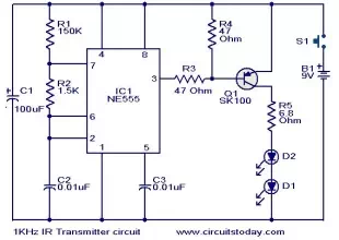 1KHz IR transmitter circuit