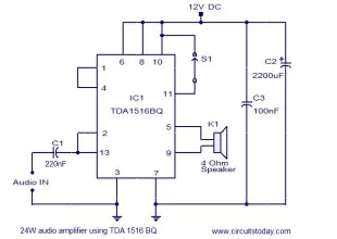 24W amplifier using TDA1516