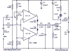 Audio clipping indicator circuit