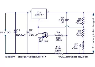 Battery charger circuit using LM317