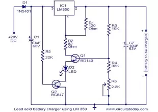 Battery charger using LM350