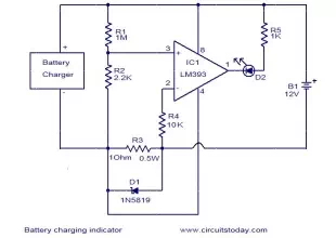 Battery charging indicator circuit