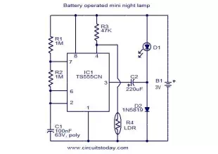 Battery operated mini night lamp