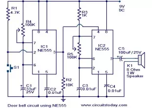 Door bell circuit using NE555