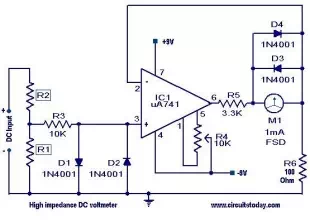 High impedance DC voltmeter