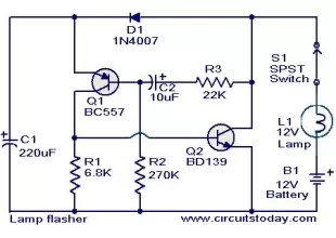 Lamp flasher circuit