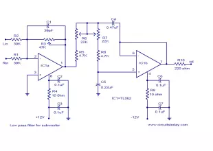 Low pass filter for subwoofer