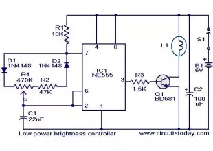 Brightness controller for low power lamps