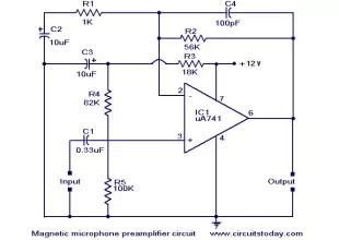 Magnetic pickup pre-amplifier circuit