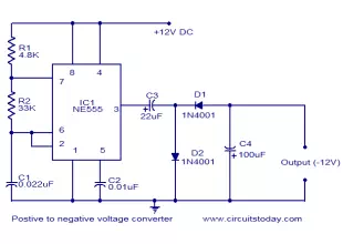 Positive voltage to negative voltage converter