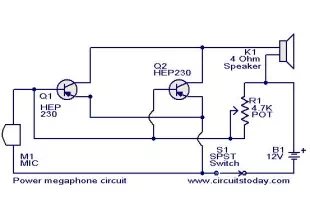 Power megaphone circuit