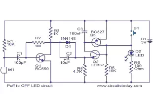 Puff to OFF LED circuit