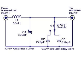 QRP antenna tuner circuit