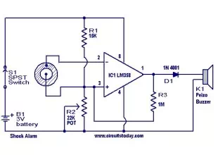 Shock alarm circuit