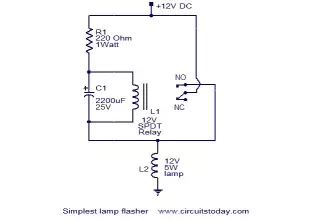 Simplest lamp flasher circuit