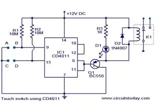 Touch switch using CD4011