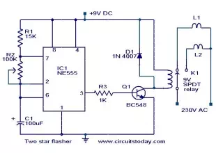 Two star flasher circuit
