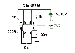 Capacitance meter with 555