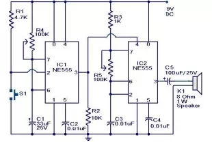 Doorbell circuit using NE555 IC