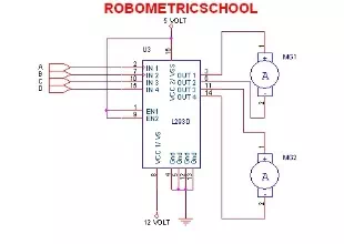 Electronic Circuit Schematic DC Motor Driver using L293D Dual H-Bridge
