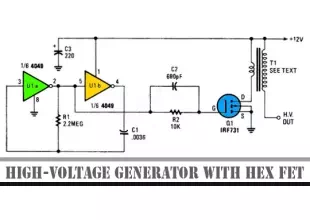 Circuit High-Voltage Generator with HEX FET Schematic Diagram