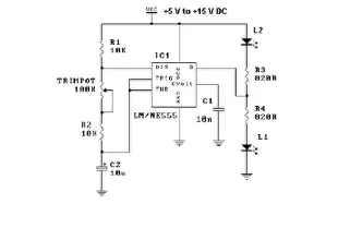 LED Flasher Circuit Using 555 Timer IC Schematic Diagram