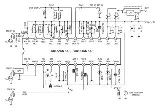 Schematic Diagram TA8122 AM-FM radio receiver circuit