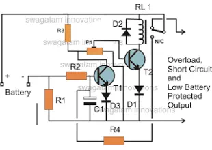 Low Battery Cut off and Overload Protection Circuit