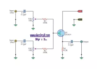 Simple audio mixer circuit with fet 2N3819