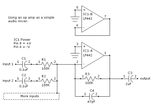 Simple Active Mixer on sinlge voltage