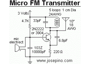 Microphone FM bug transmitter