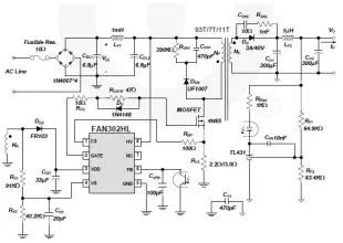 FAN302HL 5 volt switching power supply circuit design electronic project