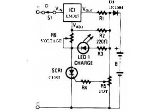 Battery charger using LM317 regulator circuit