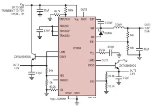 Power distribution system design using LT3694 DC DC converter