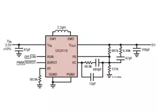 5 volts 3A Dc DC converter circuit design project using LTC3113 IC