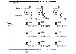 LED torch using NSI45090JDT4G constant current regulator