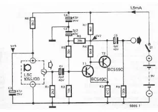 Electret microphone amplifier circuit design using transistors