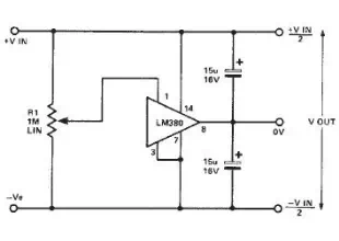LM380 split power supply circuit diagram electronic project