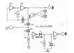 Touch sensor switch using inverters