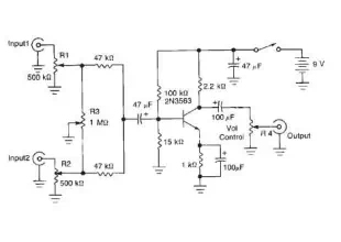 Two channel audio mixer circuit design electronic project