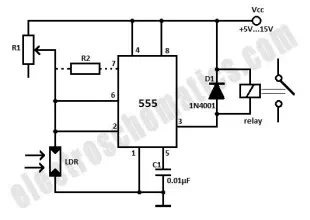 Light Activated Relay with 555 Circuit