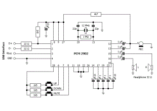 PCM2902 Soundcard with Microphone Input Schematic