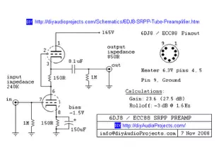 Audio Tube Preamplifier Circuit 6DJ8 / ECC88 SRPP