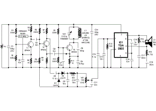Metal detector circuit with TDA2822