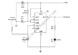 Touch Switch Monostable/Timer with 555 IC