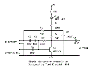 Simple Microphone Preamplifier Project